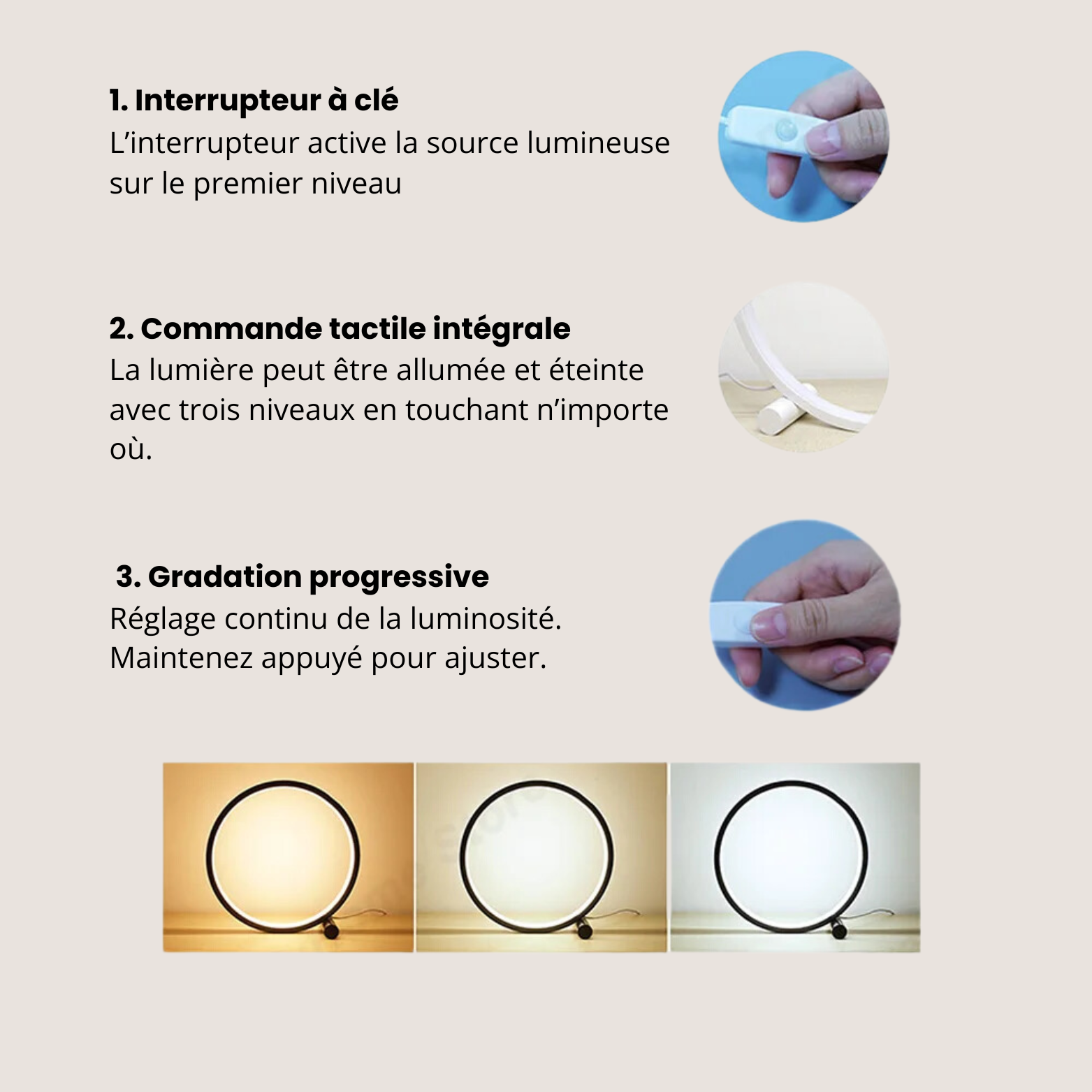 Lampe De Chevet Tactile - Ring